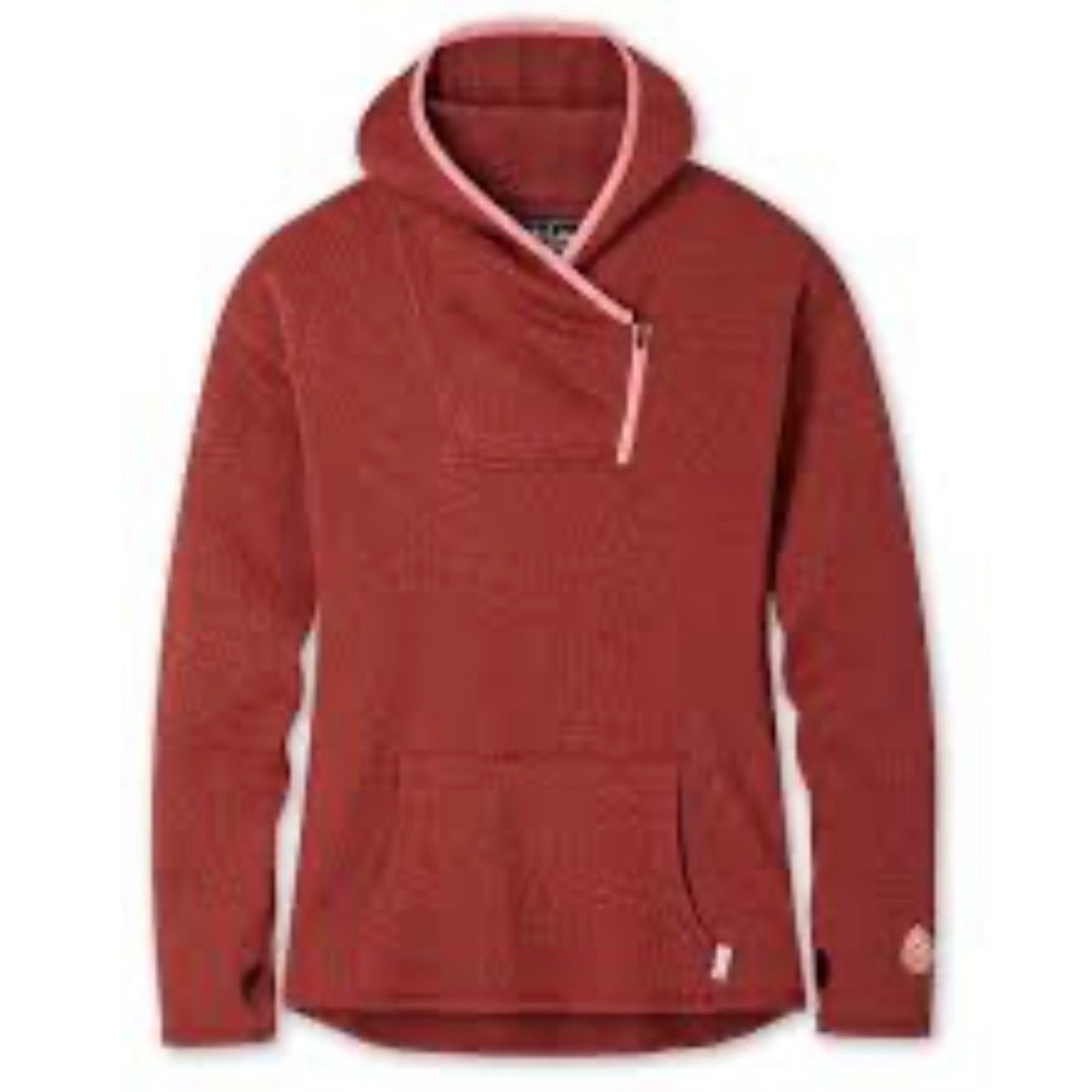 Stio Womens Sweetwater Fleece Hoodie Medium Red Heather Quarter Zip